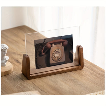 U-Shaped Acrylic & Wood Photo Frame – Modern Minimalist 6 Inch Picture Frame, Tabletop Display Gift