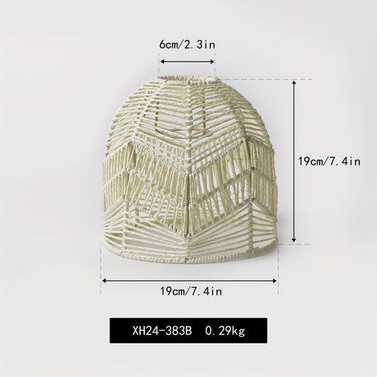 Handwoven Rope Dome Pendant Light Shade – Rustic Farmhouse Coastal Woven Lampshade Chandelier in White, Brown or Black