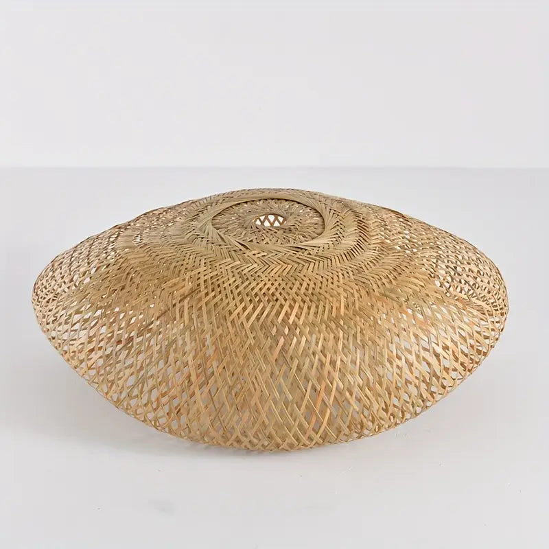 BambooBoho Large Handwoven Rattan Pendant Lampshade – 24 Inch Natural Woven Bamboo Hanging Light for Dining & Kitchen Island