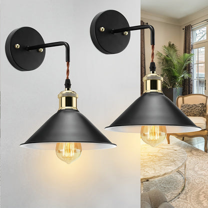 Modern Industrial Metal Wall Sconce Set of 2 – Oil-Rubbed Finish Wall Light Fixtures for Bedroom, Hallway & Cafe