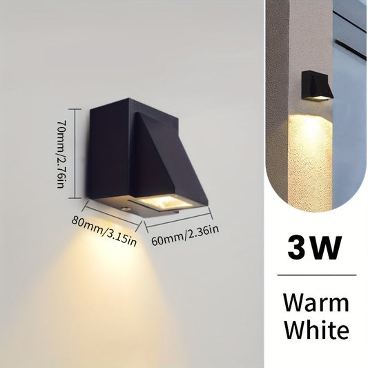 Modern LED Outdoor Wall Light – 3W or 6W Waterproof Geometric Exterior Sconce, Warm or Cool White for Porch & Garden