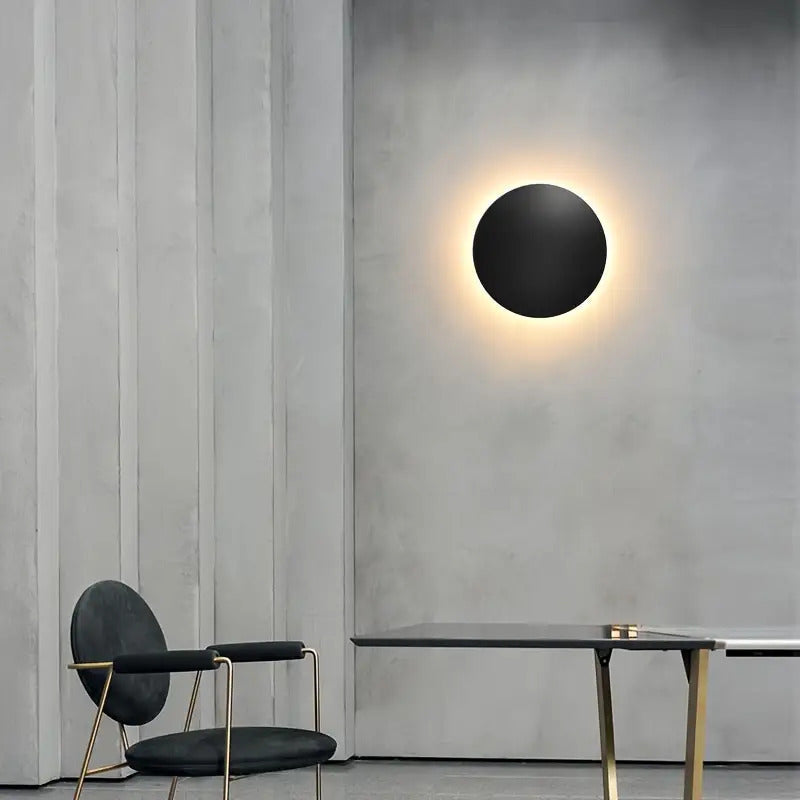 Minimalist Round LED Wall Light – Sleek Nordic 20 cm Warm White Wall Sconce in Black, White or Grey for Hallway & Stairs