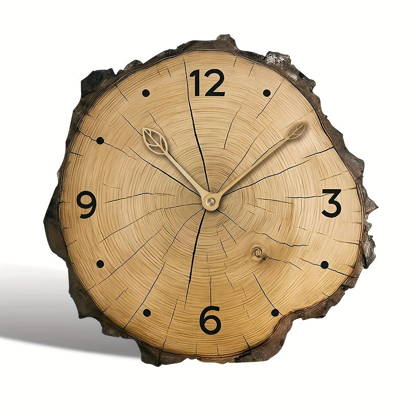 Rustic Wood Slice Wall Clock – Silent Non-Ticking Natural Log-Inspired Clock, Farmhouse Cabin Decor for Living Room & Kitchen