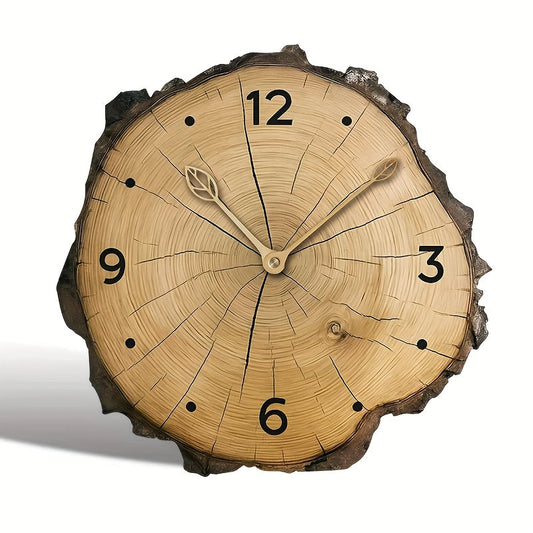 Rustic Wood Slice Wall Clock – Silent Non-Ticking Natural Log-Inspired Clock, Farmhouse Cabin Decor for Living Room & Kitchen