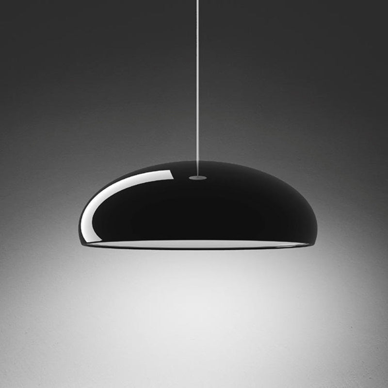 Lira Art Deco Metal Dome Pendant Light – Dimmable Modern Hanging Lamp in Orange, Black, White or Wine Red, 35 or 45 cm