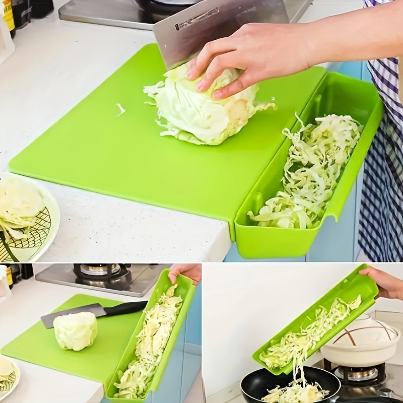 2-in-1 Portable Chopping Board with Built-In Storage Box – Cutting Board & Detachable Food Container for Kitchen, Camping & RV