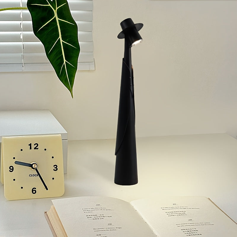 Modern Rechargeable LED Hat Lamp – Cordless Touch-Control Dimmable Desk Light, Artistic Bedside & Table Lamp