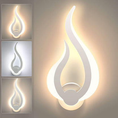 Modern Flame LED Wall Light – Sculptural Acrylic 10W Warm White 3000K Wall Sconce, Left or Right Facing
