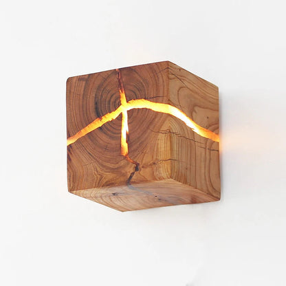 WoodAura Hand-Carved Solid Wood & Resin LED Wall Light – One-of-a-Kind Artistic Wall Lamp or Table Lamp, Plug-In Option