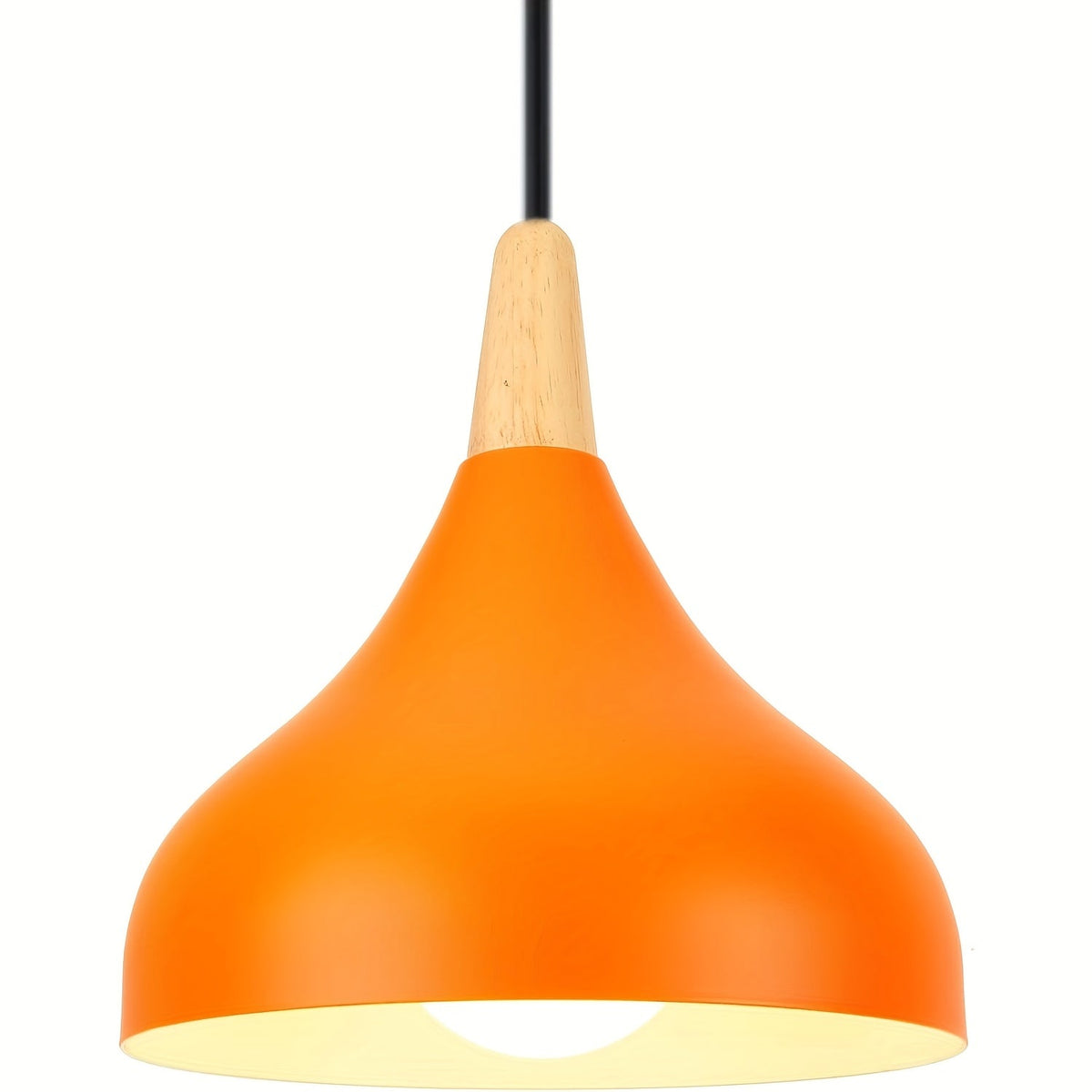 Modern Teardrop Metal & Wood Pendant Light – Scandinavian Hanging Lamp with 100 cm Adjustable Cord in 9 Colors
