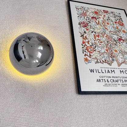 Bauhaus Eclipse Halo Wall Lamp – Round Iron & Glass Backlit Wall Sconce in Black, Gold or Chrome, 10 or 15 cm