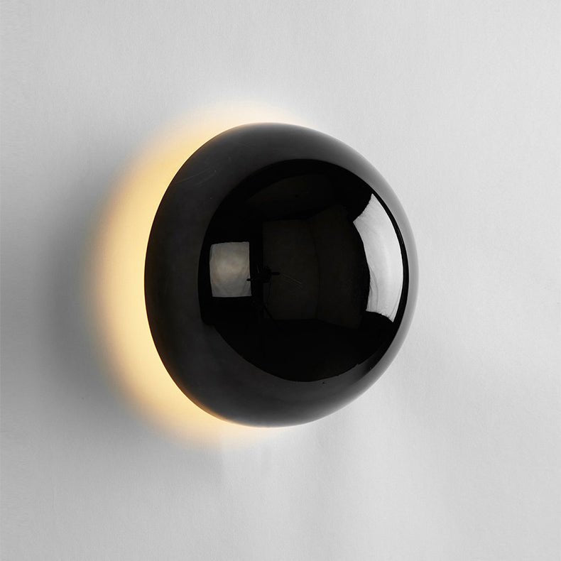 Bauhaus Eclipse Halo Wall Lamp – Round Iron & Glass Backlit Wall Sconce in Black, Gold or Chrome, 10 or 15 cm