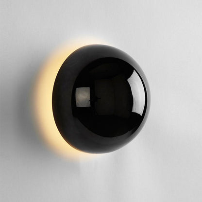 Bauhaus Eclipse Halo Wall Lamp – Round Iron & Glass Backlit Wall Sconce in Black, Gold or Chrome, 10 or 15 cm