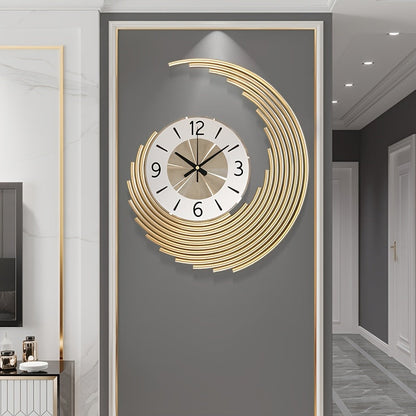 Modern 3D Metal Crescent Wall Clock – Large Silent Quartz Decorative Timepiece, Artistic Wall Decor for Living Room & Office