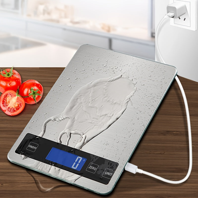 15kg Digital Kitchen Scale – USB Rechargeable Precision Food Scale with 1g Accuracy, Tare & Unit Conversion for Baking & Cooking
