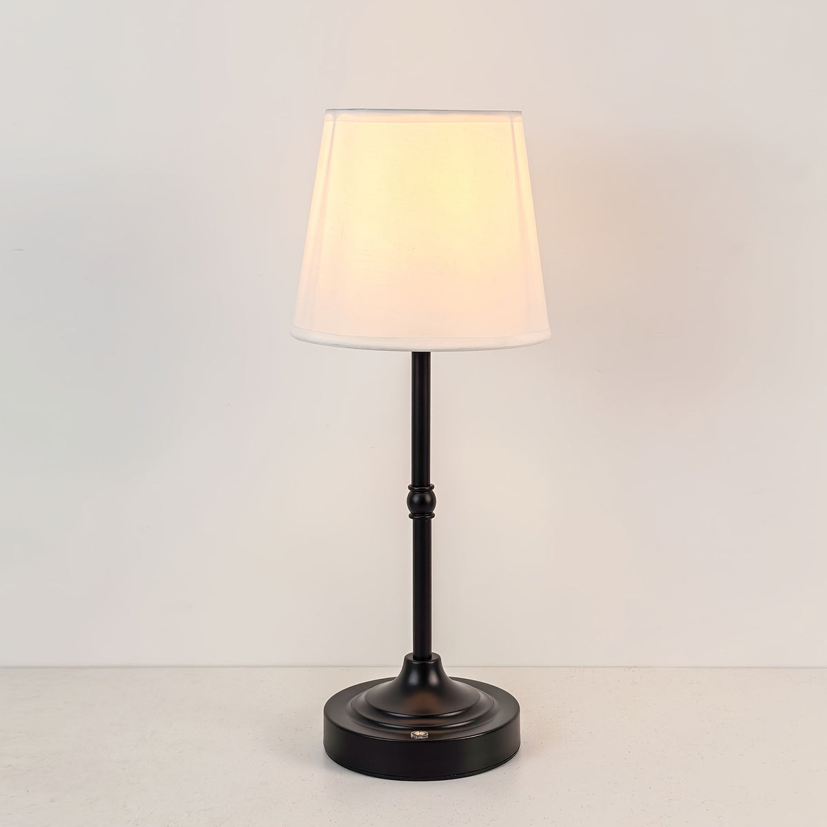 Dimmable Cordless Table Lamp – USB Rechargeable 2000mAh Brushed Metal Lamp with Fabric Shade for Bedside & Living Room
