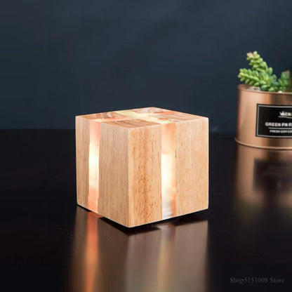 WoodAura Hand-Carved Solid Wood & Resin LED Wall Light – One-of-a-Kind Artistic Wall Lamp or Table Lamp, Plug-In Option