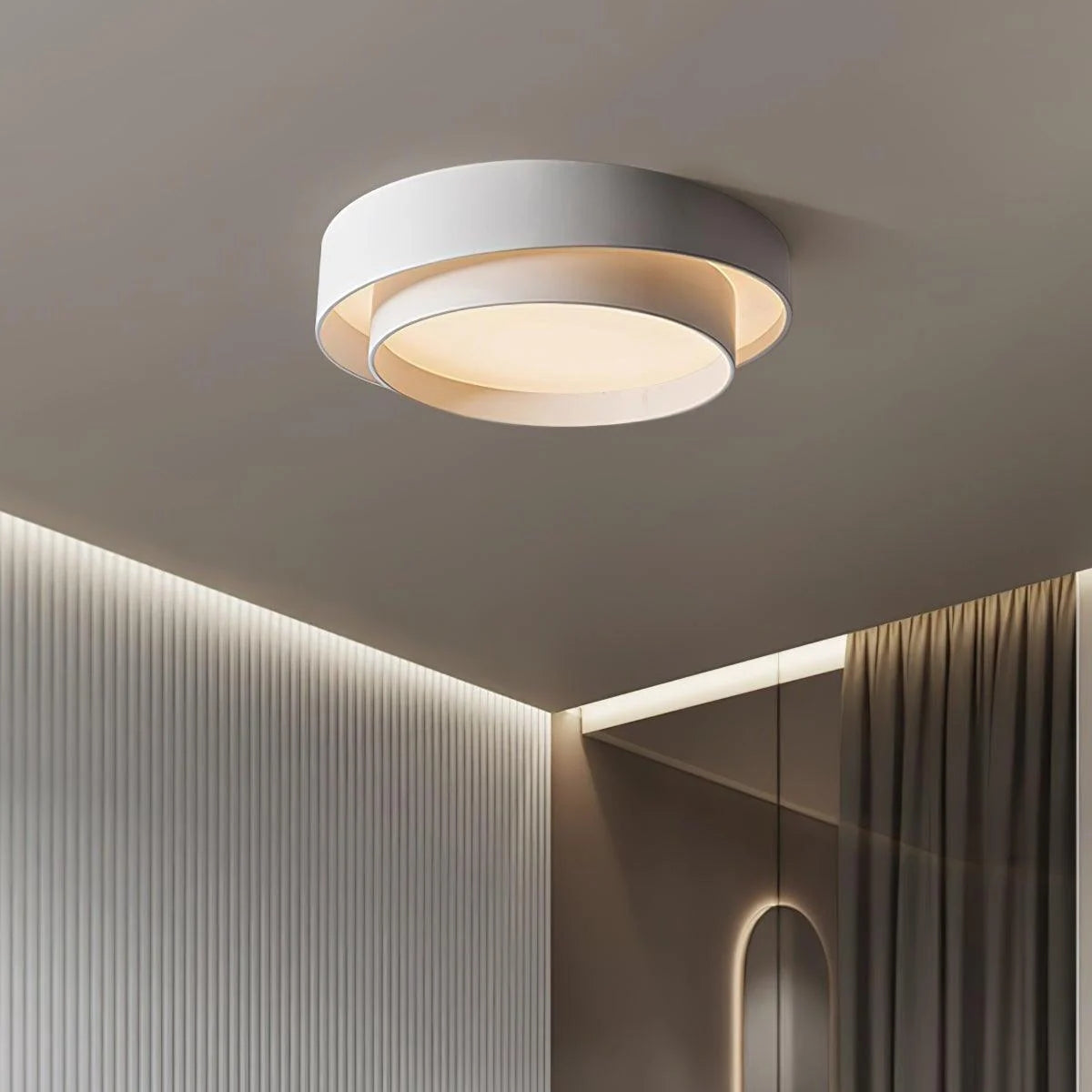 Modern Nordic Round LED Ceiling Light – Minimalist Flush Mount Fixture in Black or White, 40 to 60 cm for Living Room & Bedroom
