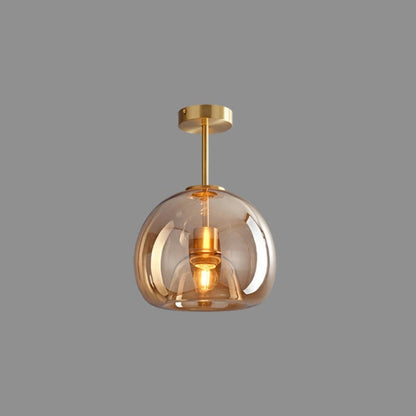 Vintage Amber Bubble Glass Ceiling Light – Retro Mid-Century Semi-Flush Lamp in Gold or Black for Hallway, Bedroom & Dining