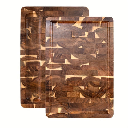Premium End-Grain Acacia Wood Cutting Board – Knife-Friendly Solid Wood Chopping Block, Moisture-Resistant Kitchen Board