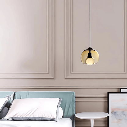 Clyde Handblown Glass Pendant Light – Modern Smoke Grey, Clear or Amber Globe Hanging Lamp for Kitchen Island & Dining