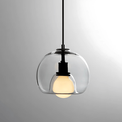 Clyde Handblown Glass Pendant Light – Modern Smoke Grey, Clear or Amber Globe Hanging Lamp for Kitchen Island & Dining
