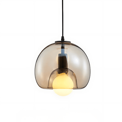 Clyde Handblown Glass Pendant Light – Modern Smoke Grey, Clear or Amber Globe Hanging Lamp for Kitchen Island & Dining