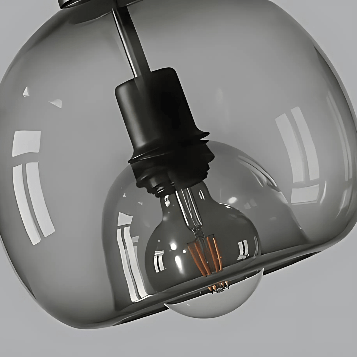 Clyde Handblown Glass Pendant Light – Modern Smoke Grey, Clear or Amber Globe Hanging Lamp for Kitchen Island & Dining