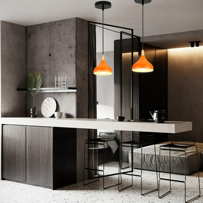 Modern Teardrop Metal & Wood Pendant Light – Scandinavian Hanging Lamp with 100 cm Adjustable Cord in 9 Colors
