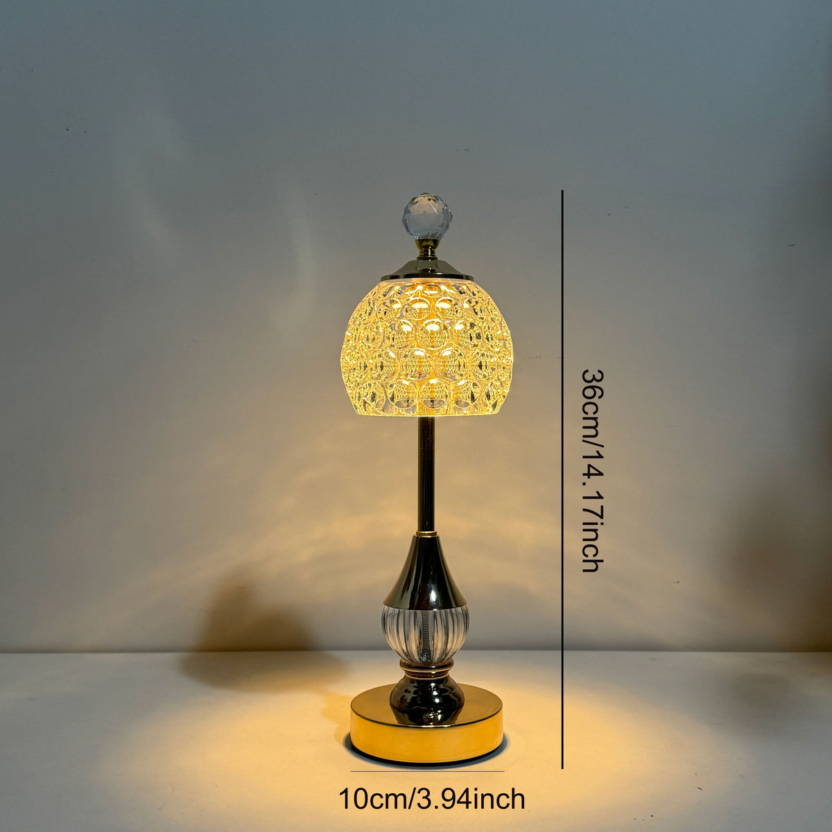 Crystal Touch Rechargeable LED Table Lamp – Cordless Dimmable Bedside Light with Gold Base, Elegant Luxury Accent Lamp