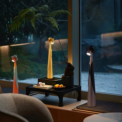 Modern Rechargeable LED Hat Lamp – Cordless Touch-Control Dimmable Desk Light, Artistic Bedside & Table Lamp