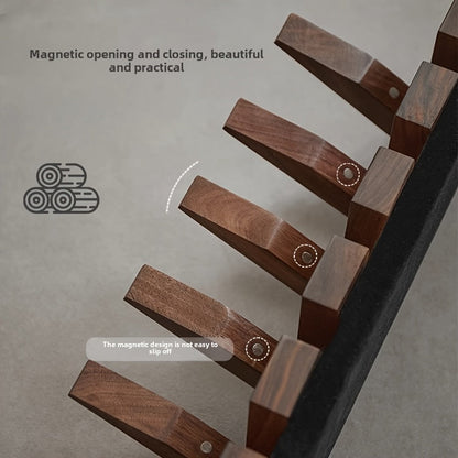 Foldable Piano Key Wooden Wall Hooks – Solid Wood 6-Hook Coat Rack, Space-Saving Entryway Hanger in Natural or Walnut