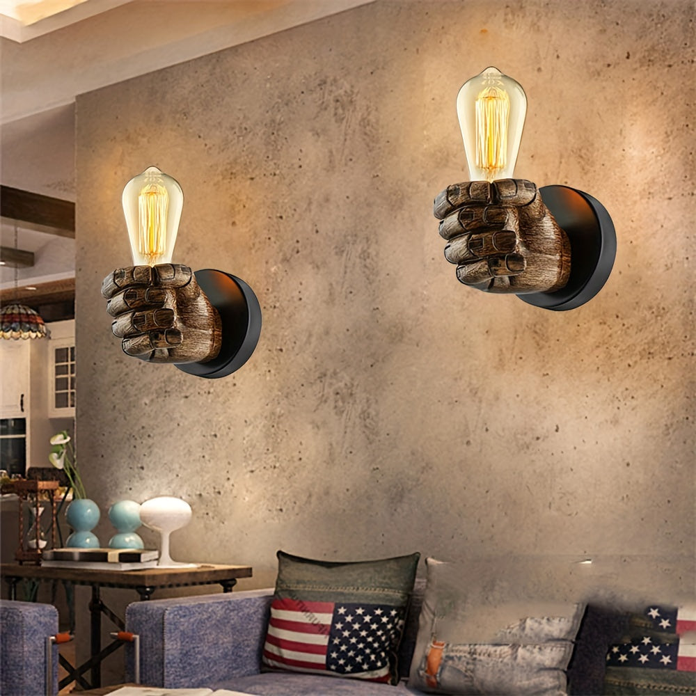 Industrial Hand-Shaped Resin Wall Lamp – Sculptural Left or Right Hand E26 Wall Sconce, Artistic Loft & Cafe Lighting