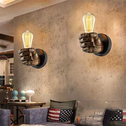 Industrial Hand-Shaped Resin Wall Lamp – Sculptural Left or Right Hand E26 Wall Sconce, Artistic Loft & Cafe Lighting