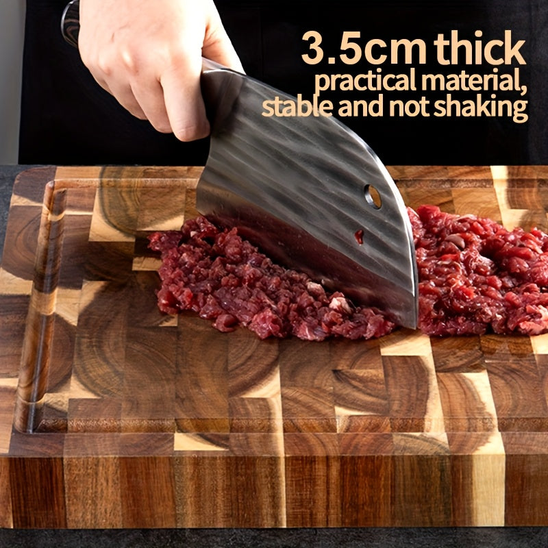 Premium End-Grain Acacia Wood Cutting Board – Knife-Friendly Solid Wood Chopping Block, Moisture-Resistant Kitchen Board