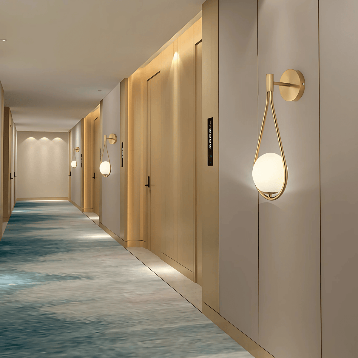Modern Droplet Teardrop Wall Light – Frosted Glass Globe with Brushed Brass or Black Frame, Contemporary Accent Sconce