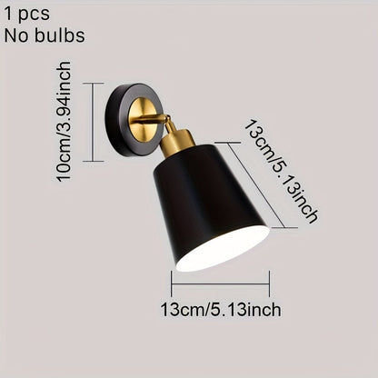 Modern Adjustable Metal Wall Sconce – Black or White with Polished Brass Accent, Focused Reading Light for Bedroom & Living Room