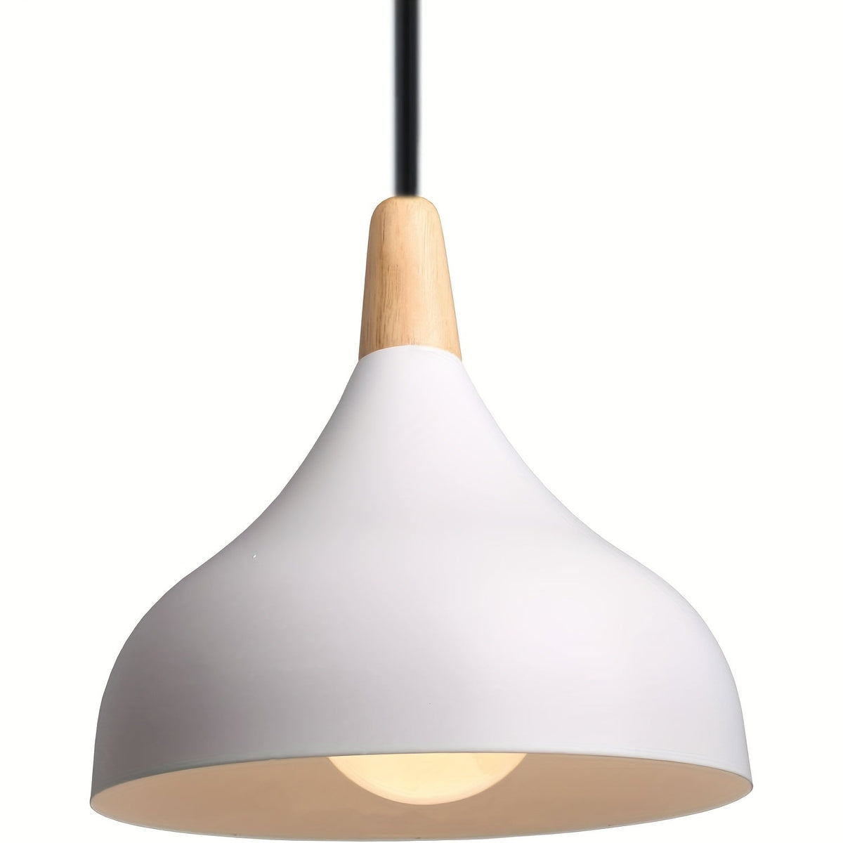 Modern Teardrop Metal & Wood Pendant Light – Scandinavian Hanging Lamp with 100 cm Adjustable Cord in 9 Colors
