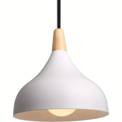 Modern Teardrop Metal & Wood Pendant Light – Scandinavian Hanging Lamp with 100 cm Adjustable Cord in 9 Colors