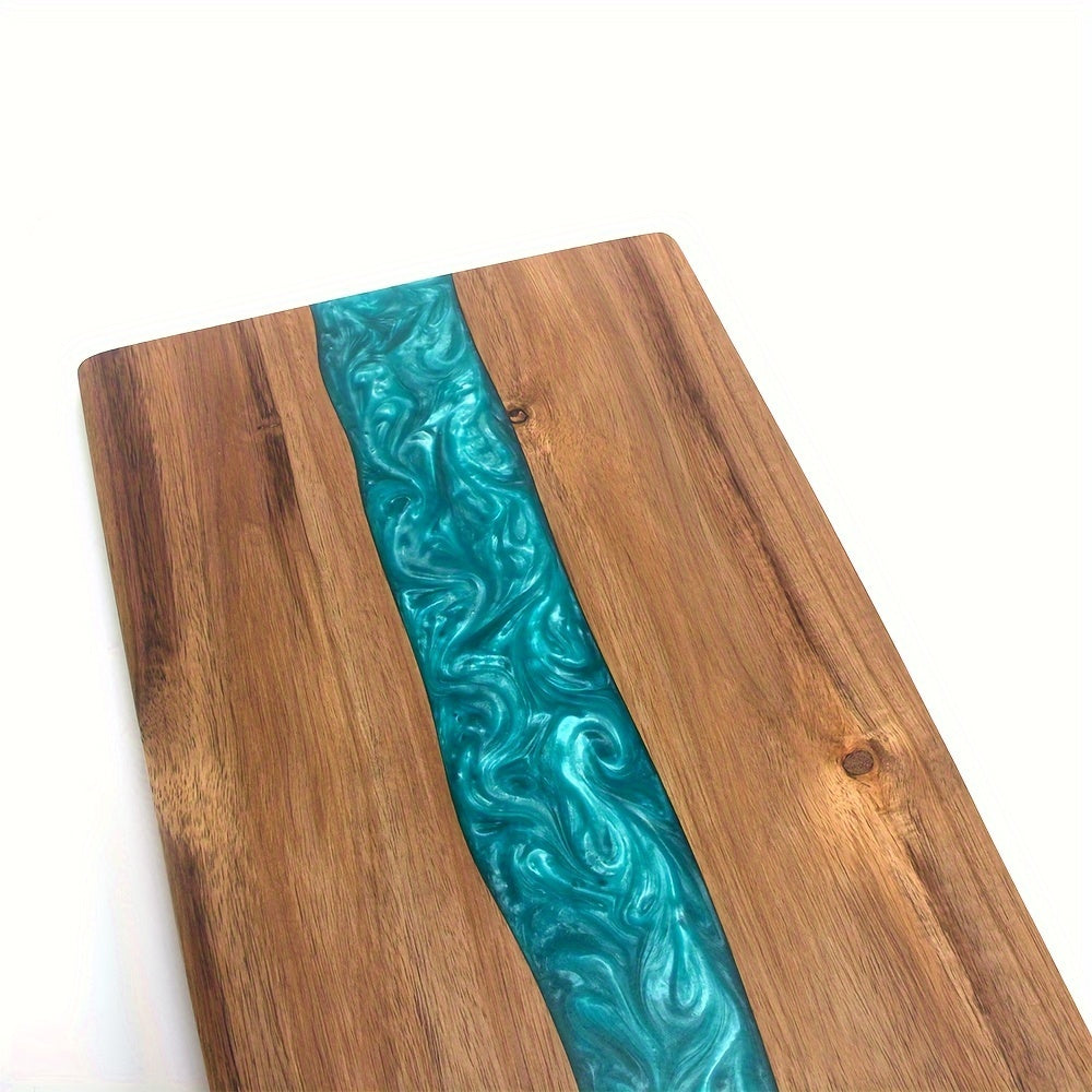Resin River Acacia Wood Cutting Board – Handcrafted 46 x 23 cm Charcuterie & Cheese Serving Board with Blue Resin Design