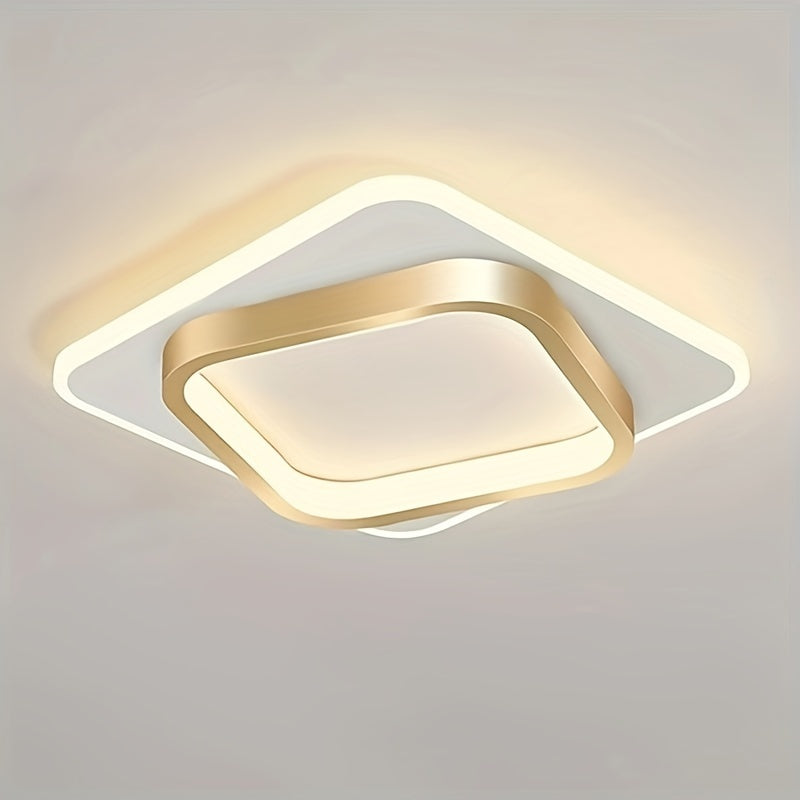 Modern Square LED Ceiling Light – Minimalist Geometric Flush Mount with 22W 3000K Warm White for Bedroom, Hallway & Office