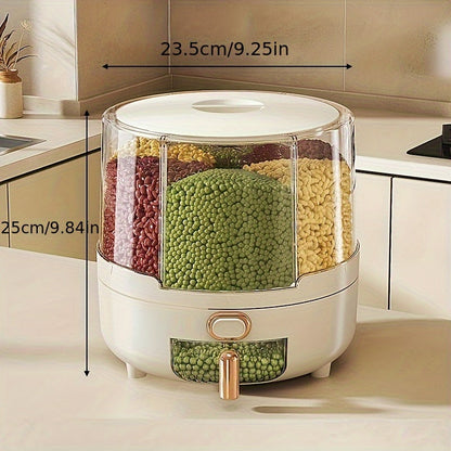Rotating Airtight Food Storage Dispenser – 360° Large-Capacity Grain, Rice & Cereal Container for Kitchen Pantry, 2 Sizes