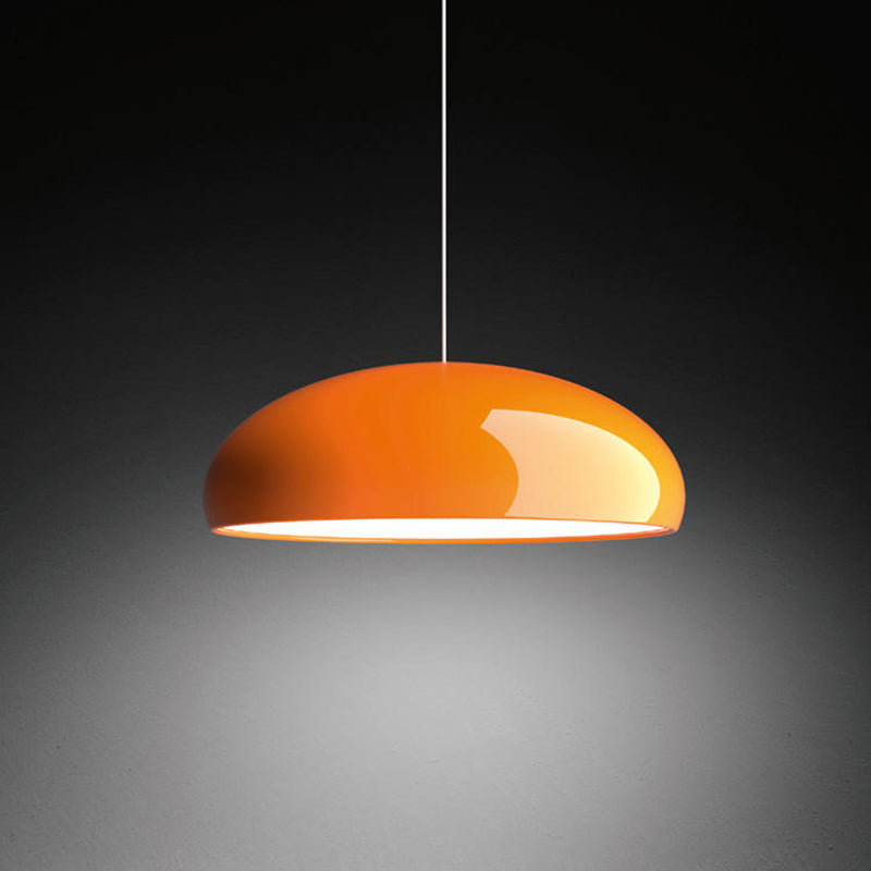 Lira Art Deco Metal Dome Pendant Light – Dimmable Modern Hanging Lamp in Orange, Black, White or Wine Red, 35 or 45 cm