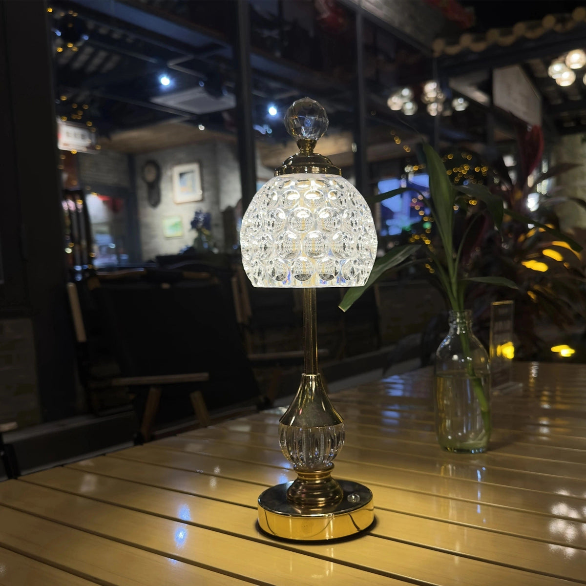 Crystal Touch Rechargeable LED Table Lamp – Cordless Dimmable Bedside Light with Gold Base, Elegant Luxury Accent Lamp