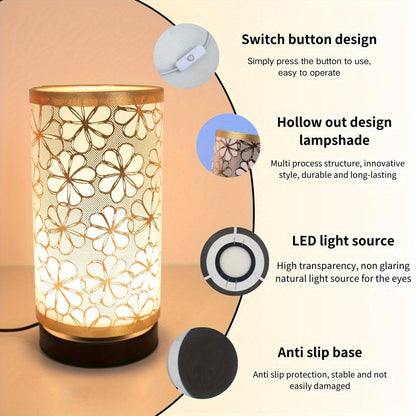 Elegant Floral Sunflower USB Table Lamp – Nordic Decorative Accent Light with Golden Details for Bedroom & Desk