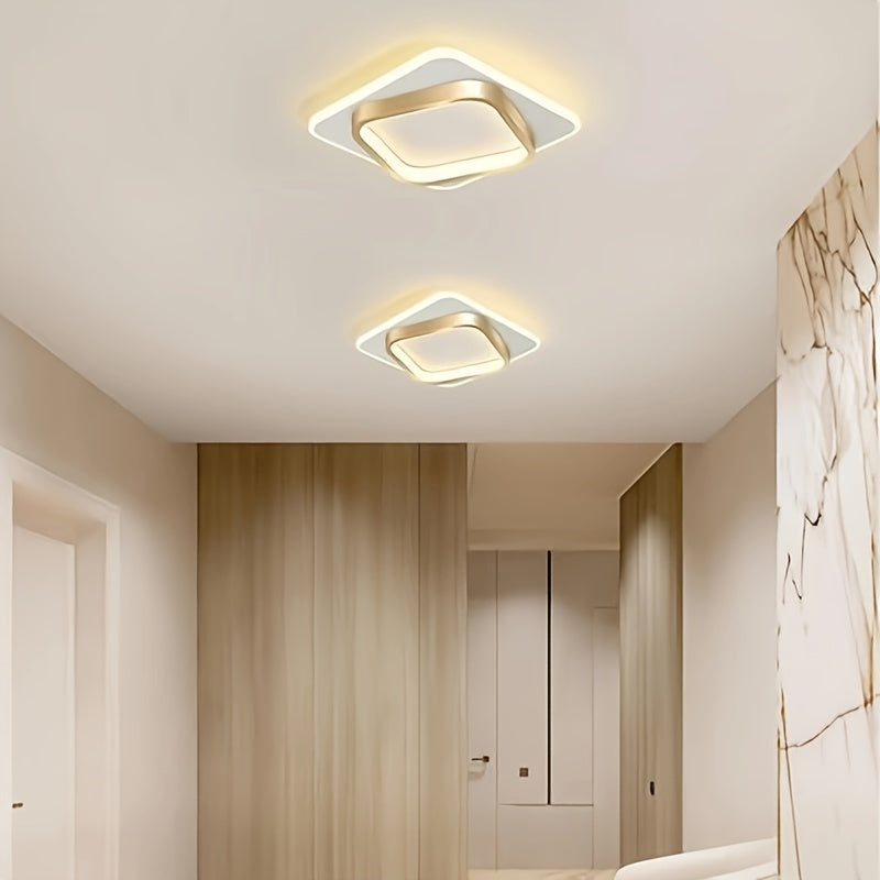 Modern Square LED Ceiling Light – Minimalist Geometric Flush Mount with 22W 3000K Warm White for Bedroom, Hallway & Office