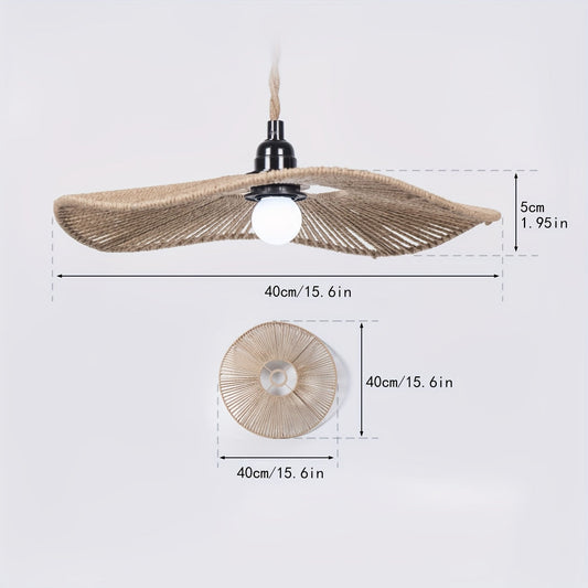 Handwoven Paper Rope Wave Pendant Light Shade – Sculptural Artistic Woven Lampshade in Khaki or Black for Dining Table