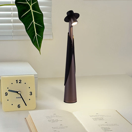 Modern Rechargeable LED Hat Lamp – Cordless Touch-Control Dimmable Desk Light, Artistic Bedside & Table Lamp