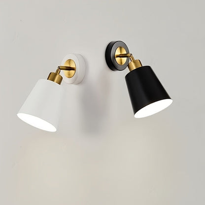 Modern Adjustable Metal Wall Sconce – Black or White with Polished Brass Accent, Focused Reading Light for Bedroom & Living Room