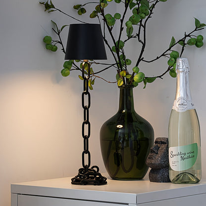 Modern Chain-Link Rechargeable Table Lamp – Sculptural Metal Chain Cordless Touch-Control LED Desk & Bedside Light